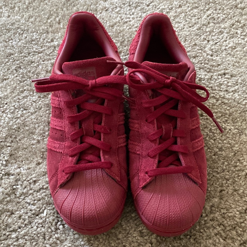 Adidas Burgundy Suede Shell Toes